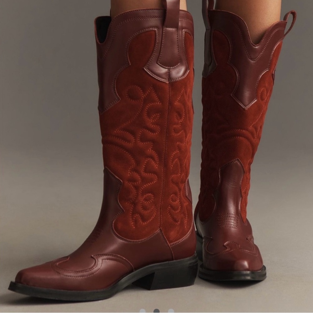 Anthropologie Red Cowgirl Boots